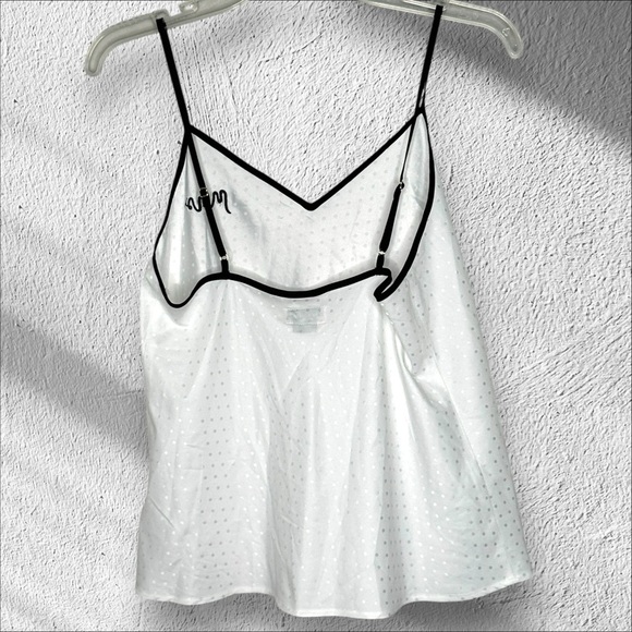 Kate Spade Mrs Camisole Tank Top White Dot Fabric with Black Trim Size Small - Picture 2 of 11